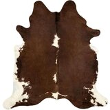 In tepih od prave kravlje kože 150 x 170 cm smeđe-bijeli | shoptok.hr