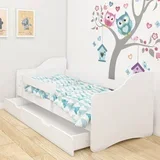 dječji krevet III bez motiva, bočna bijela + ladica 160x80 cm