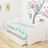 Otroška postelja ACMA III brez motiva, stranska bela + predal 160x80 cm