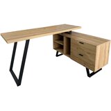 MID.YOU kotna pisalna miza kovina, leseni material črna, barve hrasta | Shoptok.si