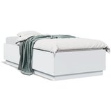 vidaXL Posteljni okvir z LED lučkami bel 90x200 cm inženirski les Cene