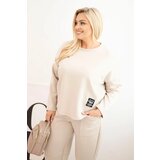 Kesi Włoski Plus Size women's set butter sweatshirt and pants with pockets beige Cijene