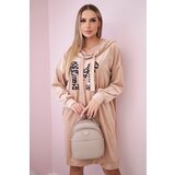 Kesi Włoski Velour dress with hood beige Cene