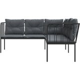  Vrtna sofa s jastucima L-oblika crna od čelika i tekstilena | shoptok.hr