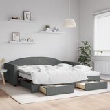 vidaXL Izvlečna dnevna postelja s predali temno siva 100x200 cm blago Cene