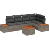vidaXL 6-delni set vrtnega kavča z blazinami siva poli ratan akacija | Shoptok.si