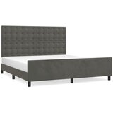 Maison Chic Posteljni okvir - Dvoposteljna postelja - Zakonska postelja z vzglavjem temno siv 180x200 cm žamet-J6150, (21768115) | Shoptok.si