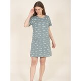 Brakeburn light Green Patterned Linen Dress with Pockets - Women Cene