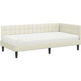  Kutni krevetni okvir s madracem Krema 90 x 190 cm Baršun | shoptok.hr