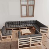  Vrtna sedežna garnitura 11-delna z blazinami trdna borovina, (20704096) Cene