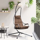 vidaXL Viseča stolica z nosilcem in blazino Kava Jeklo | Shoptok.si