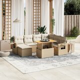 Maison Chic Seti vrtnega pohištva - Vrtna garnitura - Vrtni pohištvo set 8-delna z blazinami bež poli ratan, (21800832) | Shoptok.si