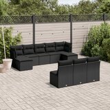  10-dijelni set vrtnih sofa s jastucima crni od poliratana | shoptok.hr