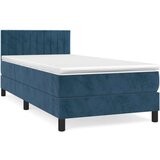 vidaXL Box spring postelja z vzmetnico temno moder 90x190 cm | Shoptok.si