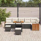  Sjedeća garnitura za vrt 11 kom. 7-Broj sjedala Crna i Krema 286 x 161 x 85 cm | Shoptok.si