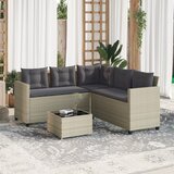  Vrtna L-sofa sa stolom i jastucima svjetlosiva od poliratana | shoptok.hr