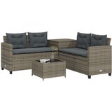  Vrtna sofa L-oblika sa stolom i jastucima siva od poliratana | shoptok.hr