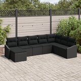 vidaXL 8 delni vrtni jedilni set z blazinami črn poli ratan, (22092972) | Shoptok.si