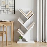  Drvena polica za knjige 4 etaže 30 x 18 x 60 cm Bijela Cijene