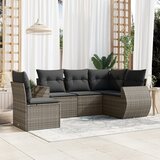  The Living Store Vrtna sedežna garnitura 5-delna z blazinami siv poli ratan - Vrtna Sedežna Garniture, (21481565) | Shoptok.si