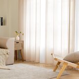 EMEMA 2x 145 × 140 cm Polprosojne bež zavese z rinkami | Shoptok.si