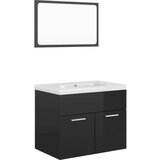  Set kupaonskog namještaja od iverice visoki sjaj crni | shoptok.hr