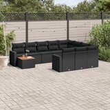  11-dijelni set vrtnih sofa od poliratana s jastucima crni | shoptok.hr
