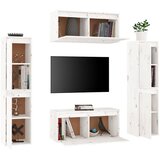 TV ormarići 6 kom bijeli od masivne borovine | shoptok.hr