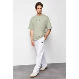 Trendyol Men's White Oversize/Wide-Fit Embroidered Sweatpants