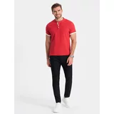 Ombre Men's collarless polo shirt - red