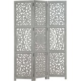  Ročno izrezljan paravan 3-delni siv 120x165 cm trden mangov les, (5000156107) | Shoptok.si