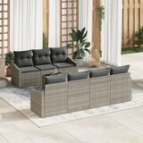vidaXL Vrtni kavč set Set 8 Bež, Temno siva Ratan, Poliester, (22065221) | Shoptok.si