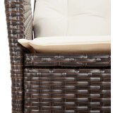  3-dijelni bistro set s jastucima smeđi od poliratana - Smeđa i krem 1 | shoptok.hr