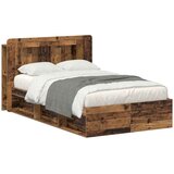  Okvir kreveta s pohranom s uzglavljem Staro drvo 120 x 190 cm | shoptok.hr