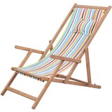 vidaXL Zložljiv stol za na plažo blago in lesen okvir večbarven, (20592398) Cene