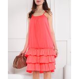 Resti Pink neon women's dress on straps with frills - Clothing | Shoptok.si