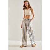 Bianco Lucci Women's Elastic Waist Laced Multi Striped Trousers Cijene