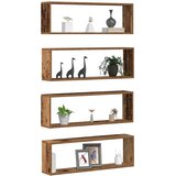 Police na zidu s policom Zidne 4 pcs Staro drvo 80 x 15 x 26 cm | shoptok.hr