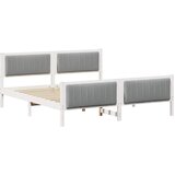  Okvir kreveta s uzglavljem Bijela i svijetlosiva 180 x 200 cm | shoptok.hr
