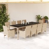  The Living Store Vrtna jedilna garnitura 11-delna z blazinami bež poli ratan - Vrtna Jedilna Garnitura, (21475645) | Shoptok.si