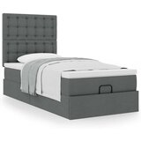 vidaXL Otomanski posteljni okvir z vzmetnico siv 100x200 cm blago | Shoptok.si