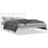 vidaXL Kovinski posteljni okvir z vzglavjem bel 140x190 cm | Shoptok.si