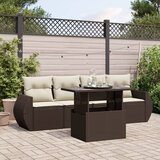  5-dijelni set vrtnih sofa s jastucima poliratan smeđi | shoptok.hr