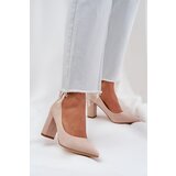 PS1 Women's Heeled Eco Suede Beige Pumps Florena Cene