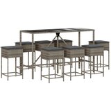  9-dijelni vrtni barski set s jastucima sivi od poliratana Siva 180 x 70 x 110 cm | shoptok.hr