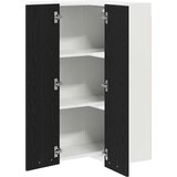 vidaXL Viseča omarica z vrati Riga Črni hrast in bela 57 x 57 x 100 cm | Shoptok.si