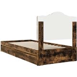  Postelja s shranjevanjem z vzglavjem Dimljeni oreh 100 x 200 cm, (5000106896) | Shoptok.si