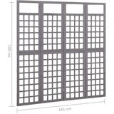 vidaXL Sobna pregrada / rešetka s 4 panela od jelovine siva 161x180cm | shoptok.hr