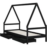  Okvir za dječji krevet s ladicama crni 90 x 200 cm od borovine | shoptok.hr