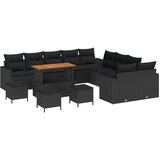 vidaXL 14 Komadna Vrtna Sofa s Jastucima Crni Poli Rattan Akacija, 4 Komadni Vrtni Set za Ručavanje s Jastucima Crni Poli Rattan Akacija Cijene